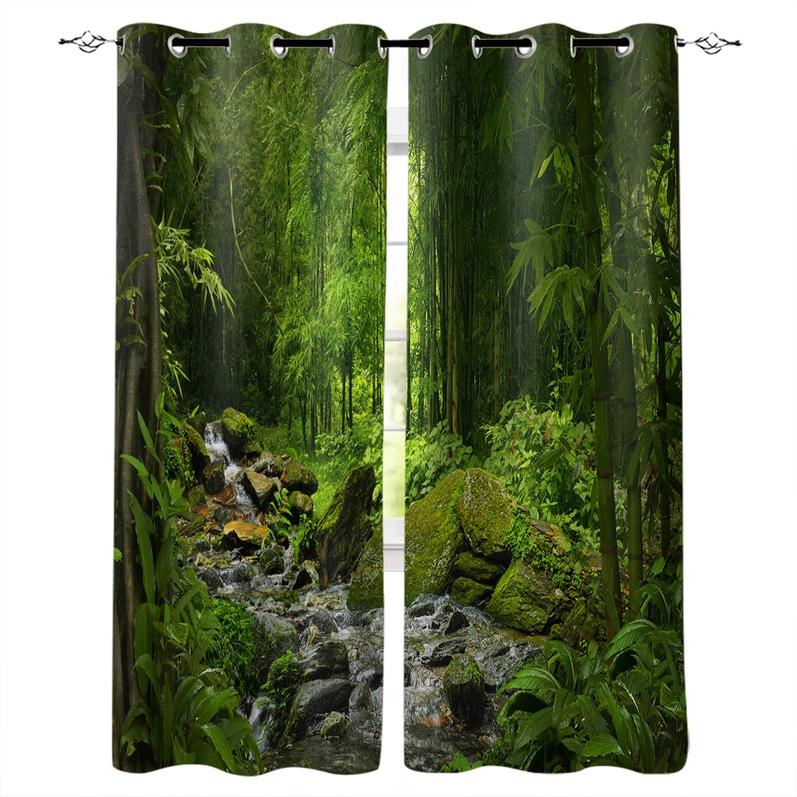 Jungle Green Dense Forest Window Curtains Window Blinds Living Room