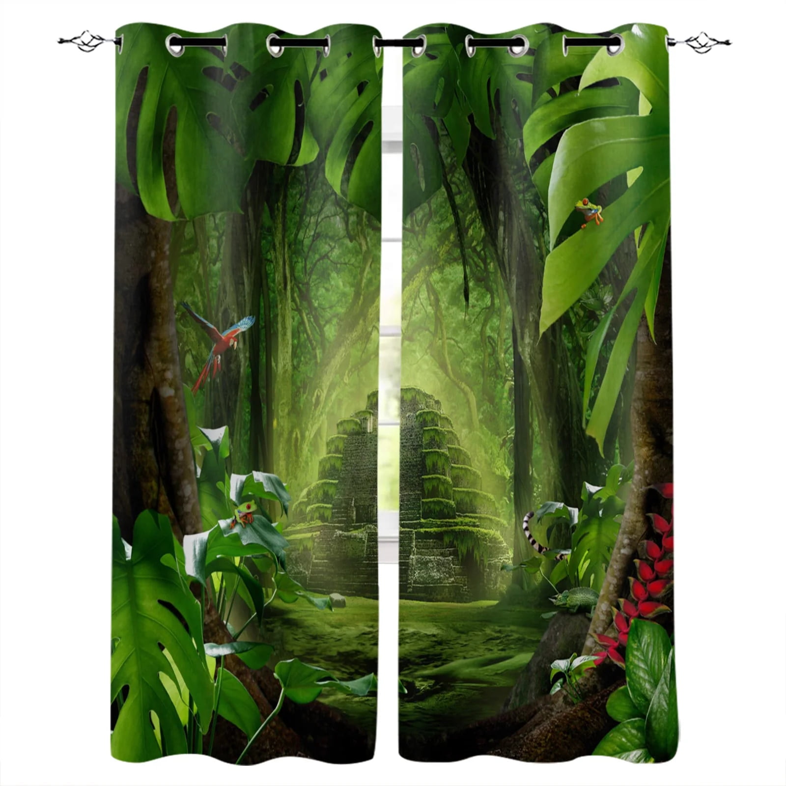 Jungle Green Plant Window Curtains Window Blinds Living Room Decor