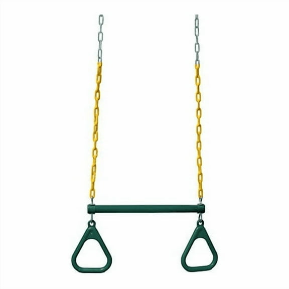Jungle Gym Kingdom 18 Steel Trapeze Swing Bar with Rings 36 Heavy Duty Chain Swing Set Accessories, Green