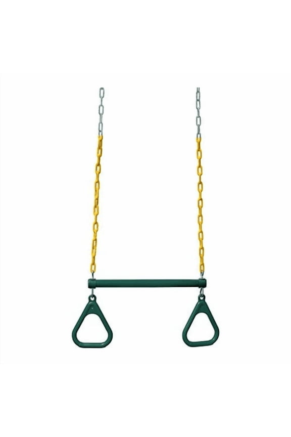 18 Steel Trapeze Swing Bar with Rings 36 Heavy Duty Chain Swing Set Accessories, Green
