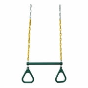 Jungle Gym Kingdom 18 Steel Trapeze Swing Bar with Rings 36 Heavy Duty Chain Swing Set Accessories, Green