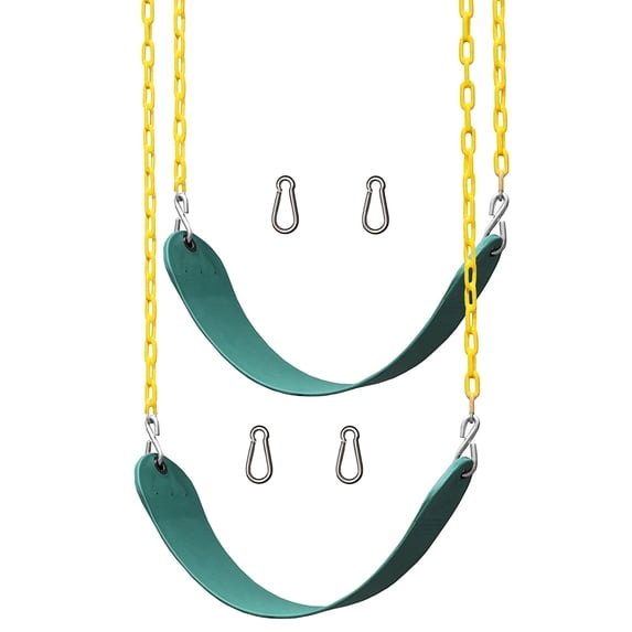 Jungle Gym Kingdom Swing Set Outdoor Swing and Chain Set, 2 Pack, Green
