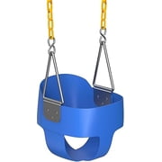 Jungle Gym Kingdom Toddler Swing; Heavy Duty, High Back, Full Bucket Baby Swing Seat with Coated Chains for Outdoor Use; Fully Assembled; Blue