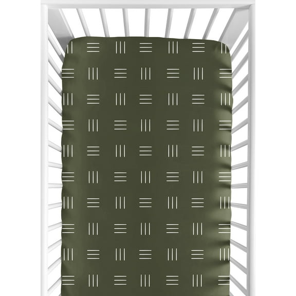 Sweet Jojo Designs Jungle Hunter Green and White Fitted Crib Sheet