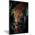 thumbnail image 1 of Jungle Jaguar Drinking Pond Mirror Reflection Canvas Wall Art,Dappled Tiger Ornament Pictures fit Passage Parlor Condo Interior Ready to Hang-36"L x 24"W, 1 of 10