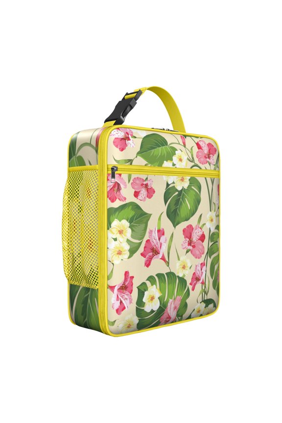 Jungle Leaves Colorful Exotic Insulated Lunch Bag – Hawaiian Tropical Leaf Palm Leaf Hawaiian Floral Aloha Tropical Plant Beach Vacation Palm Inspired Floral Leafy Summer Vibrant Retro Botanical Tote