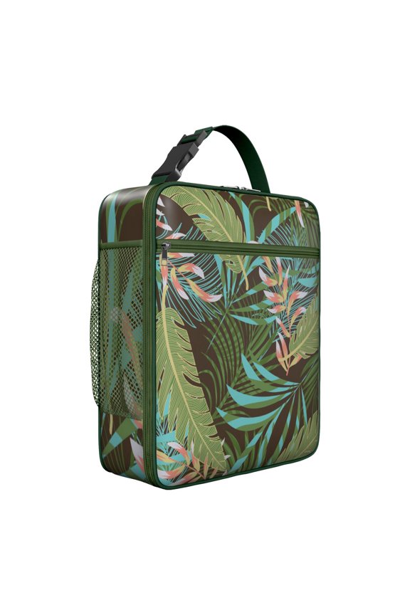 Jungle Leaves Exotic Floral Insulated Lunch Bag – Tropical Floral Hawaiian Print Summer Beach Hawaiian Hibiscus Botanical Jungle Leaves Summer Hawaiian Palm Leaf and Exotic Tote