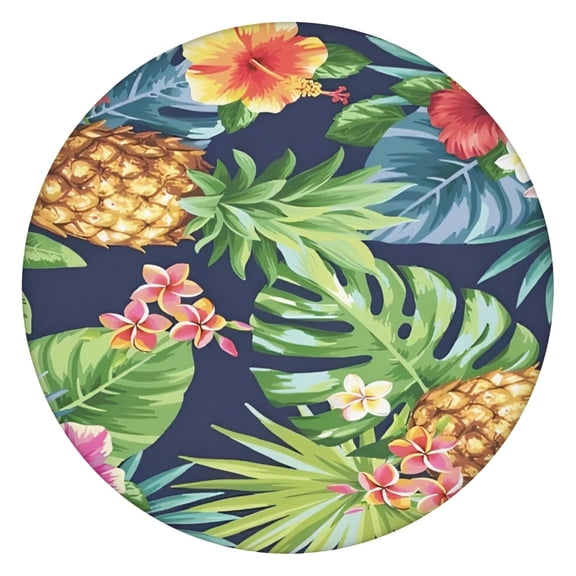 Jungle Leaves Fitted Table Cover - Waterproof & Windproof Round Elastic Tablecloth for Outdoor Parties & Resort Dining
