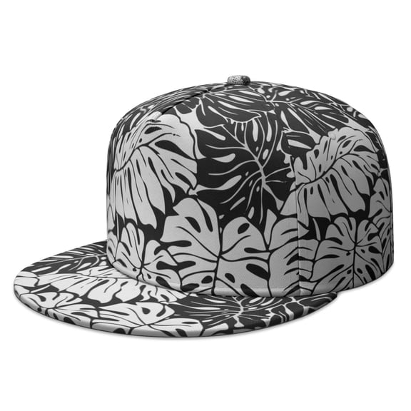 Jungle Leaves Flat Brim Panel Hat - High Top Baseball Cap for Hip Hop Events & Running