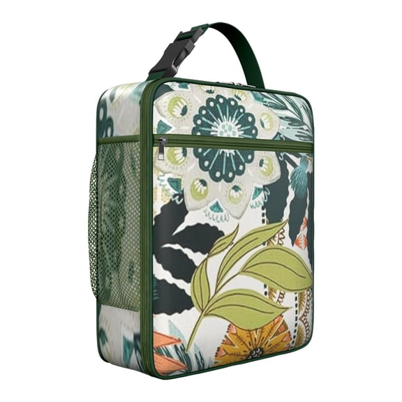 Jungle Leaves Insulated Lunch Bag – Exotic Floral Tropical Design with Palm Leaf and Monstera Print, Durable Waterproof Thermal Cooler Tote for Summer Beach & Outdoor Adventures