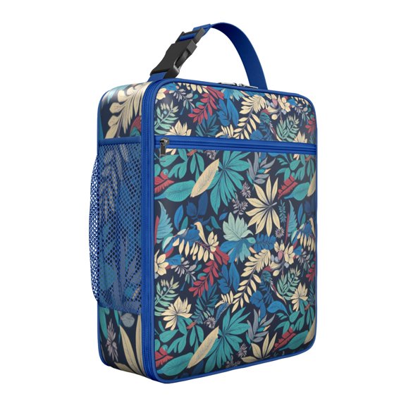 Jungle Leaves Insulated Lunch Bag – Exotic Floral Tropical Design with Palm Leaf and Monstera Print, Durable Waterproof Thermal Cooler Tote for Summer Beach & Outdoor Adventures