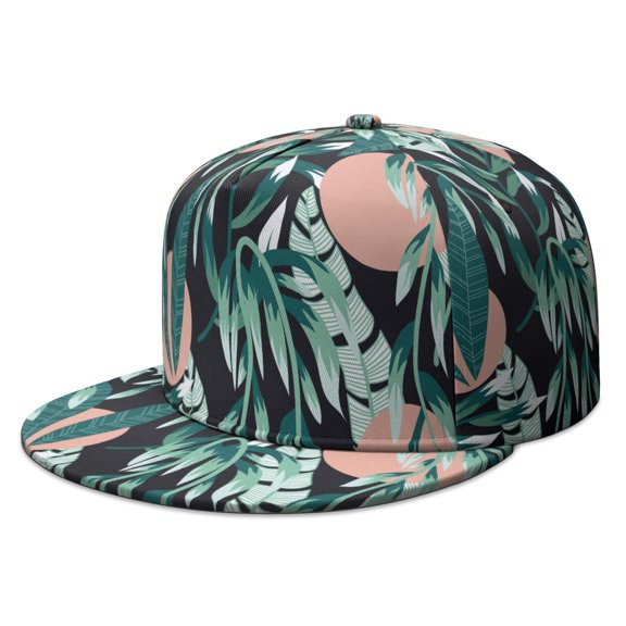 Jungle Leaves Print Snapback Hat - Adjustable Cap for Teens & Young Adults | Vibrant Botanical Pattern