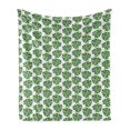 thumbnail image 1 of Jungle Leaves Soft Flannel Fleece Throw Blanket, Silhouettes of Wide Monstera Fronds with Holes and Strokes, Cozy Plush for Indoor and Outdoor Use, 50" x 70", Peacock Green, by Ambesonne, 1 of 6