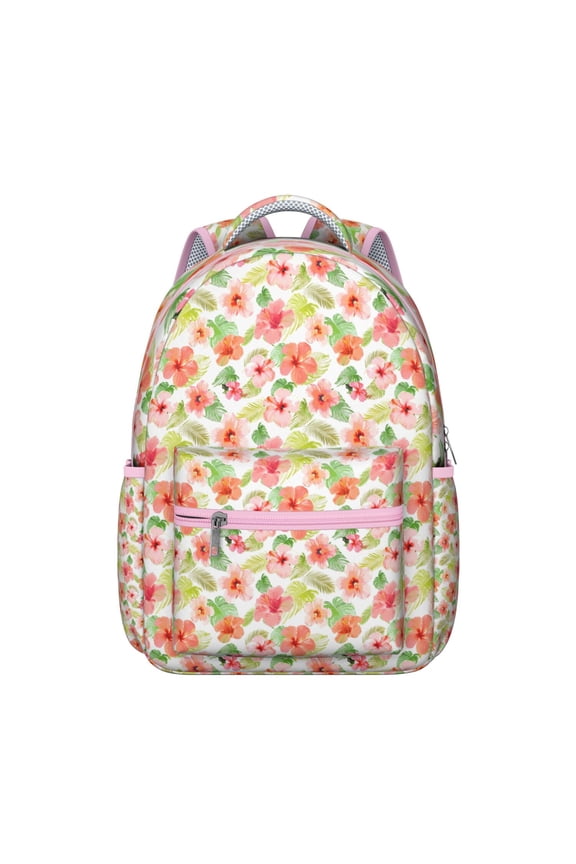 Jungle Leaves Students’s Backpack Exotic Floral and Hawaiian Print Bookbag Summer Tropical Floral School Bag for Students