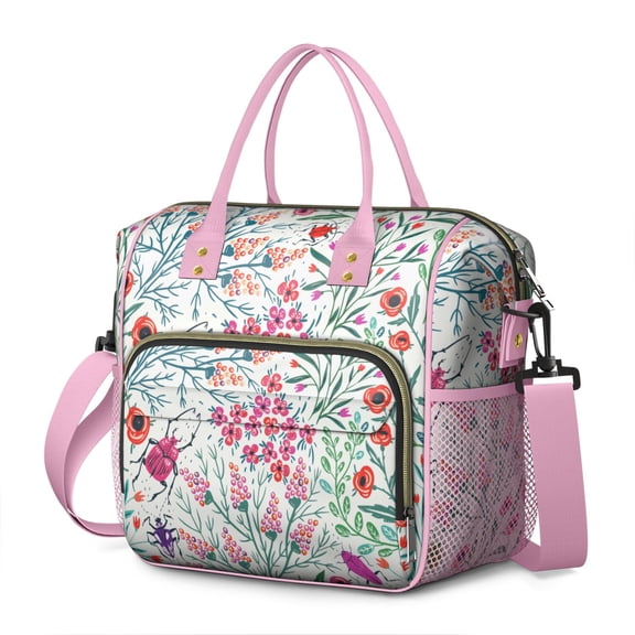 Jungle Leaves & Tropical Floral Cooler Tote - 100% Leakproof Insulated Bag for Picnics & Daily Use - Multi-Pocket & Easy-to-Clean