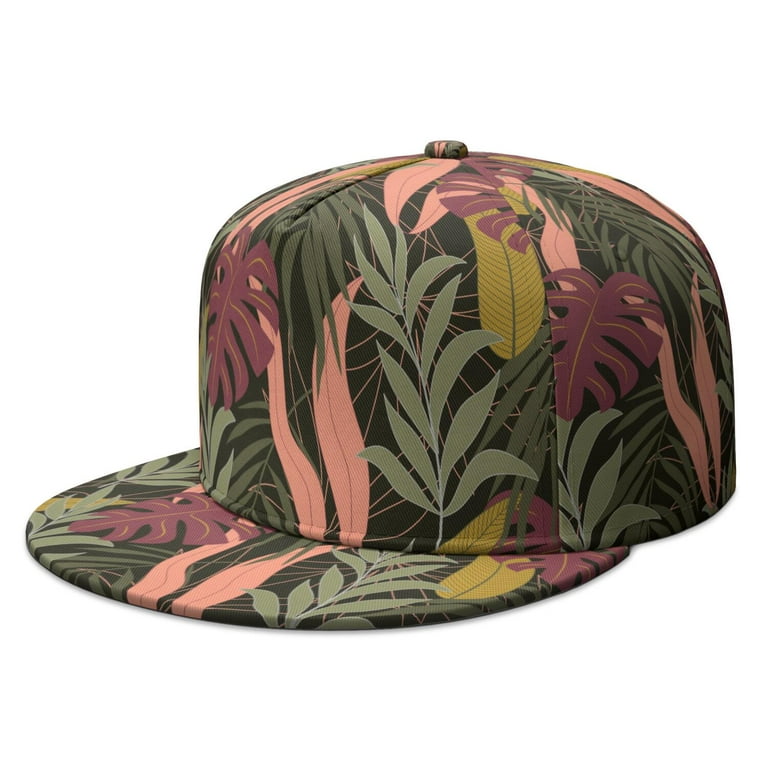 Jungle Leaves Tropical Trucker Hat - Trendy Flat Visor Cap  display picture 3