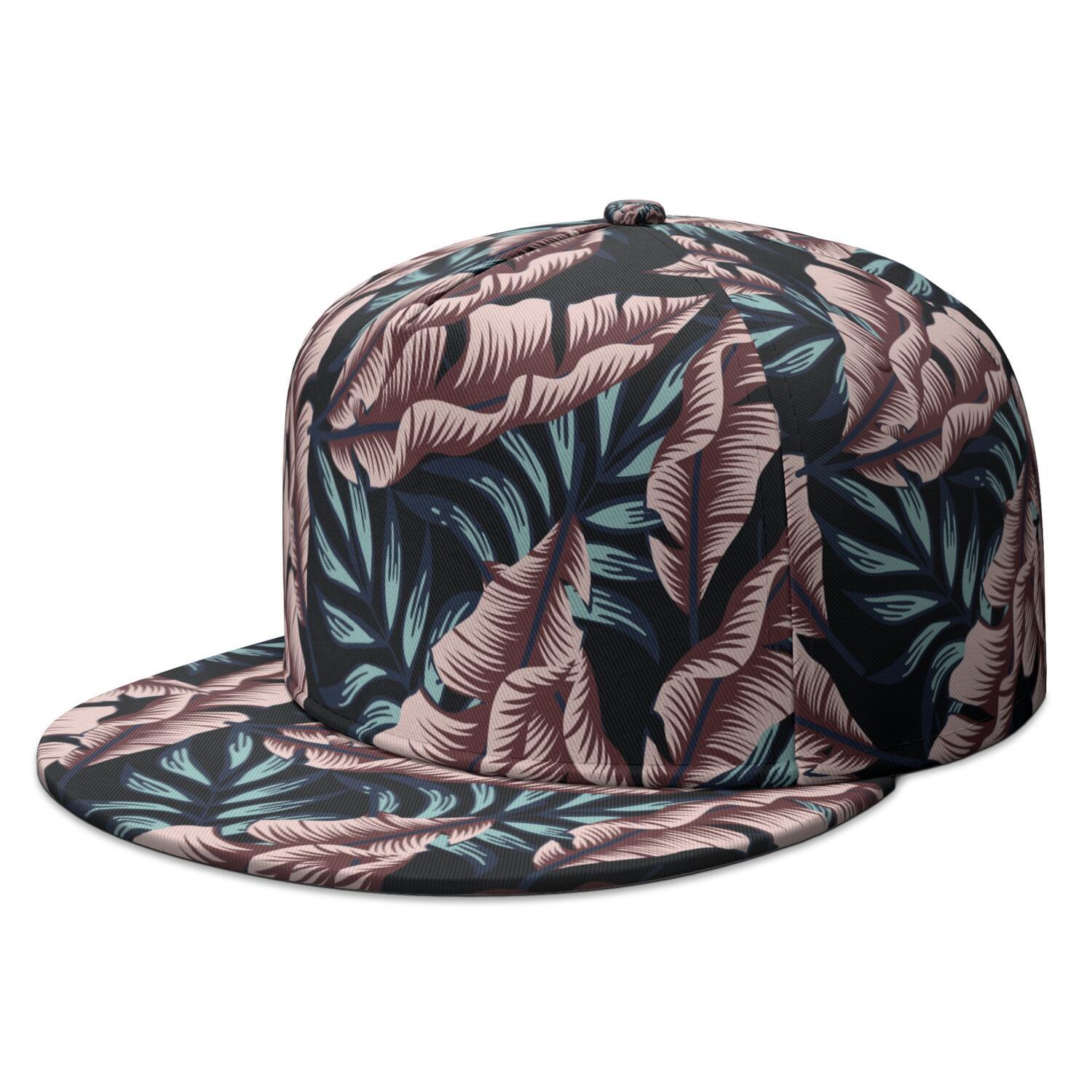 NWT WIDE brim HAT tropical leaf print hat Jungle Leaves Tropical Trucker Hat - Trendy Flat Visor Cap  main image 3