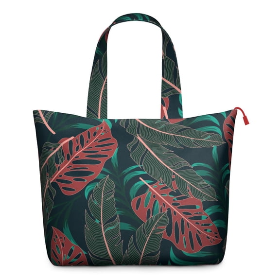 Jungle Leaves Weekender Bag Palm Inspired Travel Tote with Hawaiian Floral, Tropical Leaf Colorful Exotic Botanical Print, Aloha Duffel for Beach Getaways