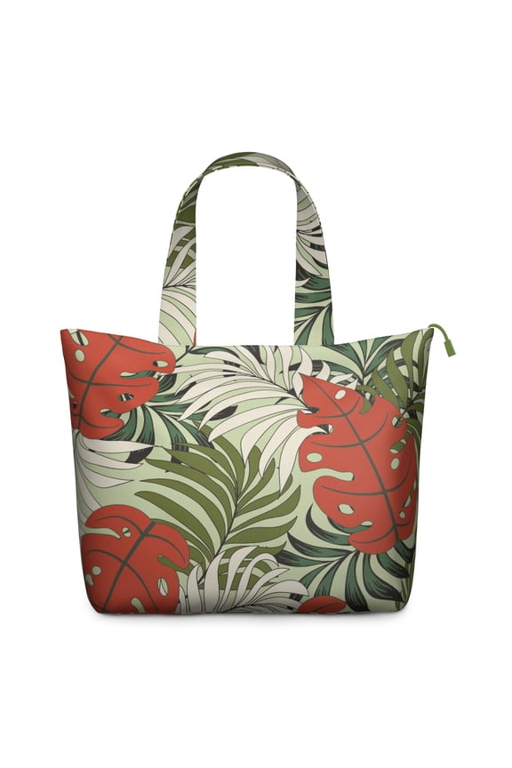 Jungle Leaves Weekender Bag Palm Inspired Travel Tote with Hawaiian Floral, Tropical Leaf Colorful Exotic Botanical Print, Aloha Duffel for Beach Getaways