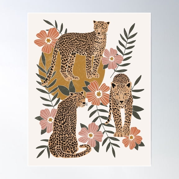 Jungle Leopard Illustration Poster Wall Art, Modern Wall Decor For Living Room Bedroom, 24x36 UNFRAMED