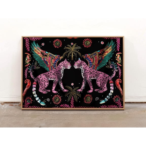 Jungle Leopard Maximalist Aztec Animal Poster Unframed Paper Print
