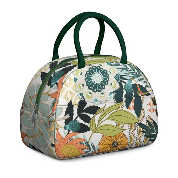 Jungle Luxe Lunch Box - Velvet Tropical Leaf Emboss, Leakproof Insulated Cooler for Glamping