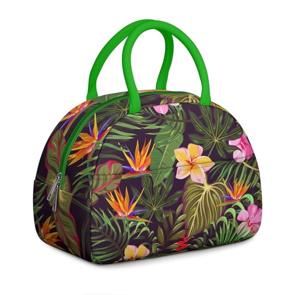 Jungle Luxe Lunch Box - Velvet Tropical Leaf Emboss, Leakproof Insulated Cooler for Glamping
