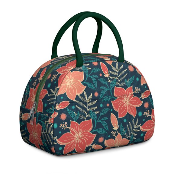 Jungle Luxe Lunch Box - Velvet Tropical Leaf Emboss, Leakproof Insulated Cooler for Glamping