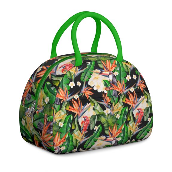 Jungle Luxe Lunch Box - Velvet Tropical Leaf Emboss, Leakproof Insulated Cooler for Glamping