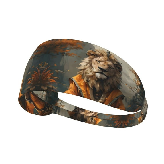 Jungle Meditating Lion Headbands for Women/Men, Elastic Soft Sweat Band Sports Hair Bands for Women & Men's Hair, Moisture Wicking Workout Head bands for Running, Gym,Yoga