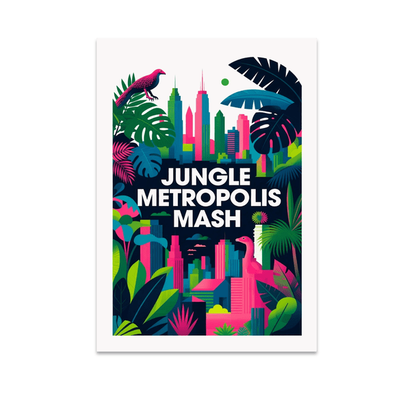 Jungle Metropolis Mash Art - Nature Decor Enthusiast - 13x19 Poster Print
