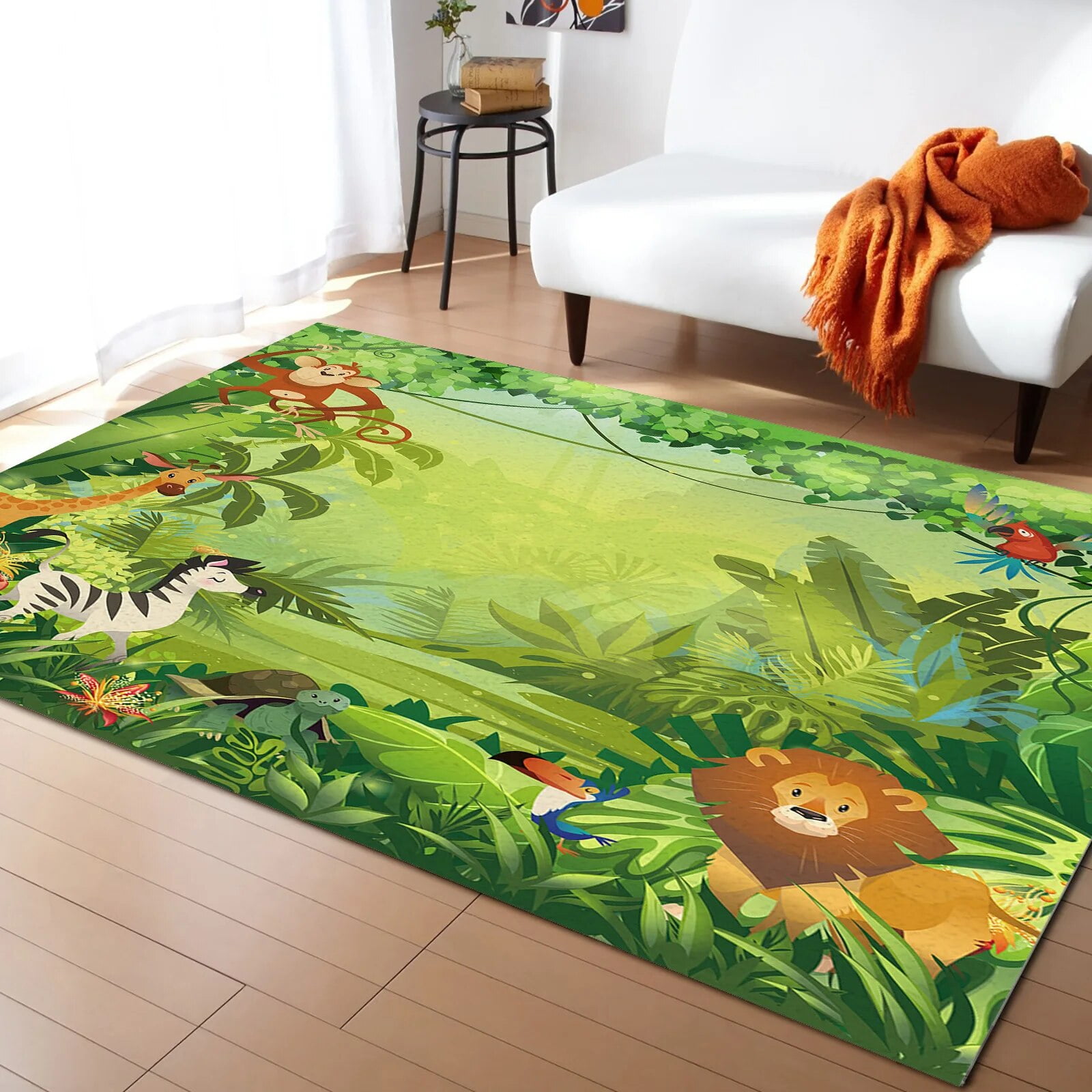 Jungle Monkey Lion Cartoon Living Room Carpet Coffee Table Floor Mat
