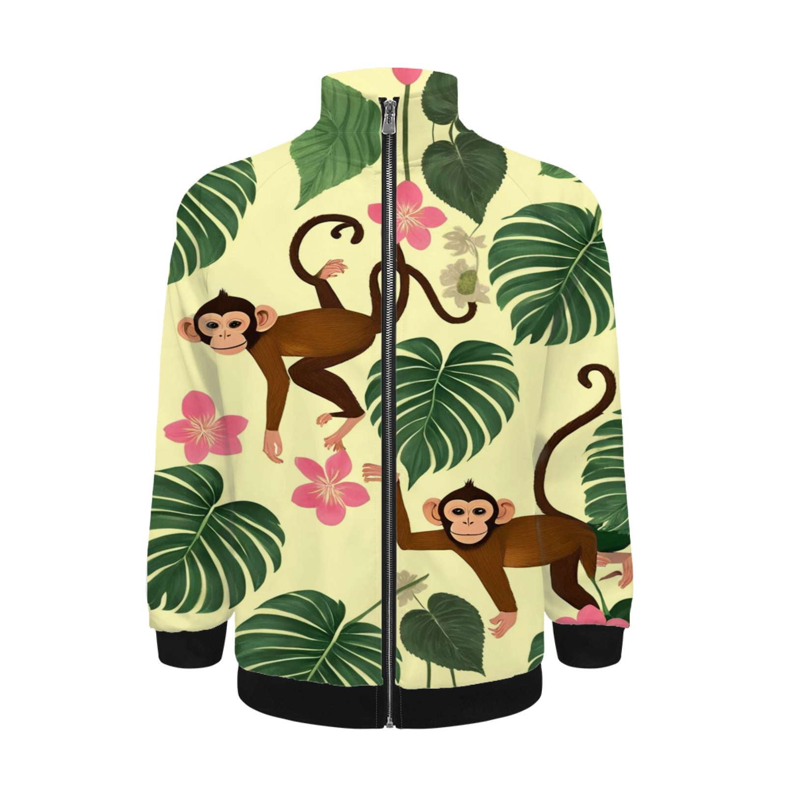 Jungle Monkeys Floral Leaves Jacket Men's Street Cool Long Sleeves Coat ...