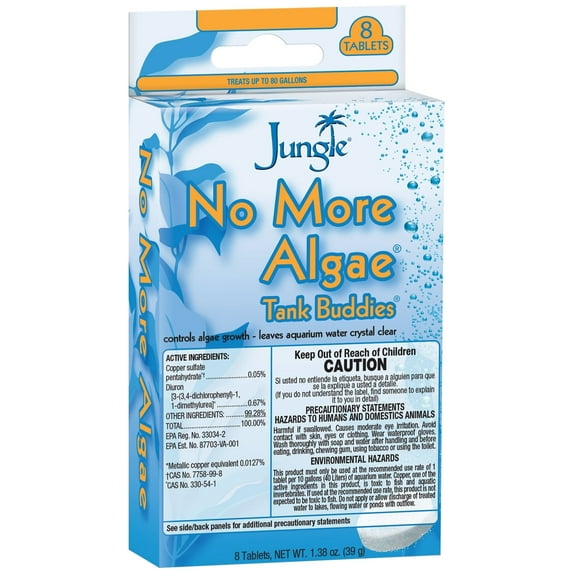 Jungle No More Algae Tank Buddies Aquarium Water Treatment, 8 Count