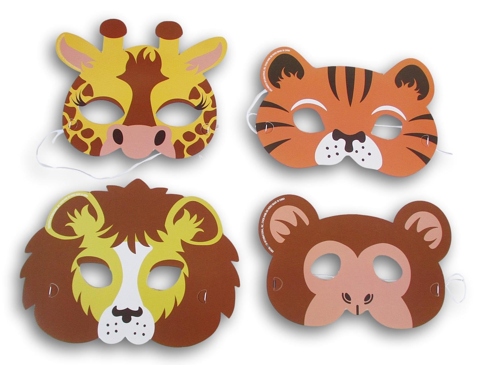 Jungle Party Animal Paper Masks - Party Craft Favors - 8 Count