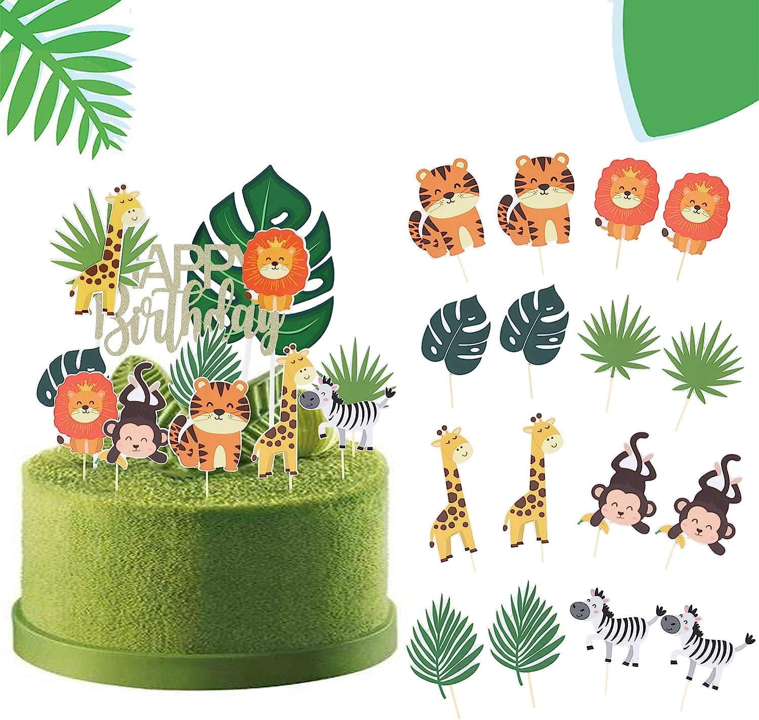 Jungle Party Cake Decoration Safari Birthday Cake Topper Animal Cake
