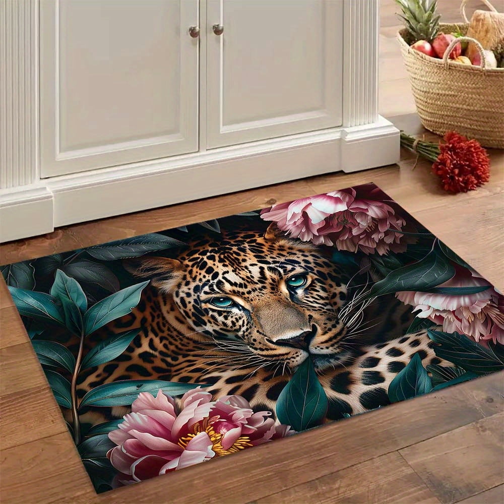 Jungle Pink Leopard & Floral Design Carpet Print Modern Stylish Room ...
