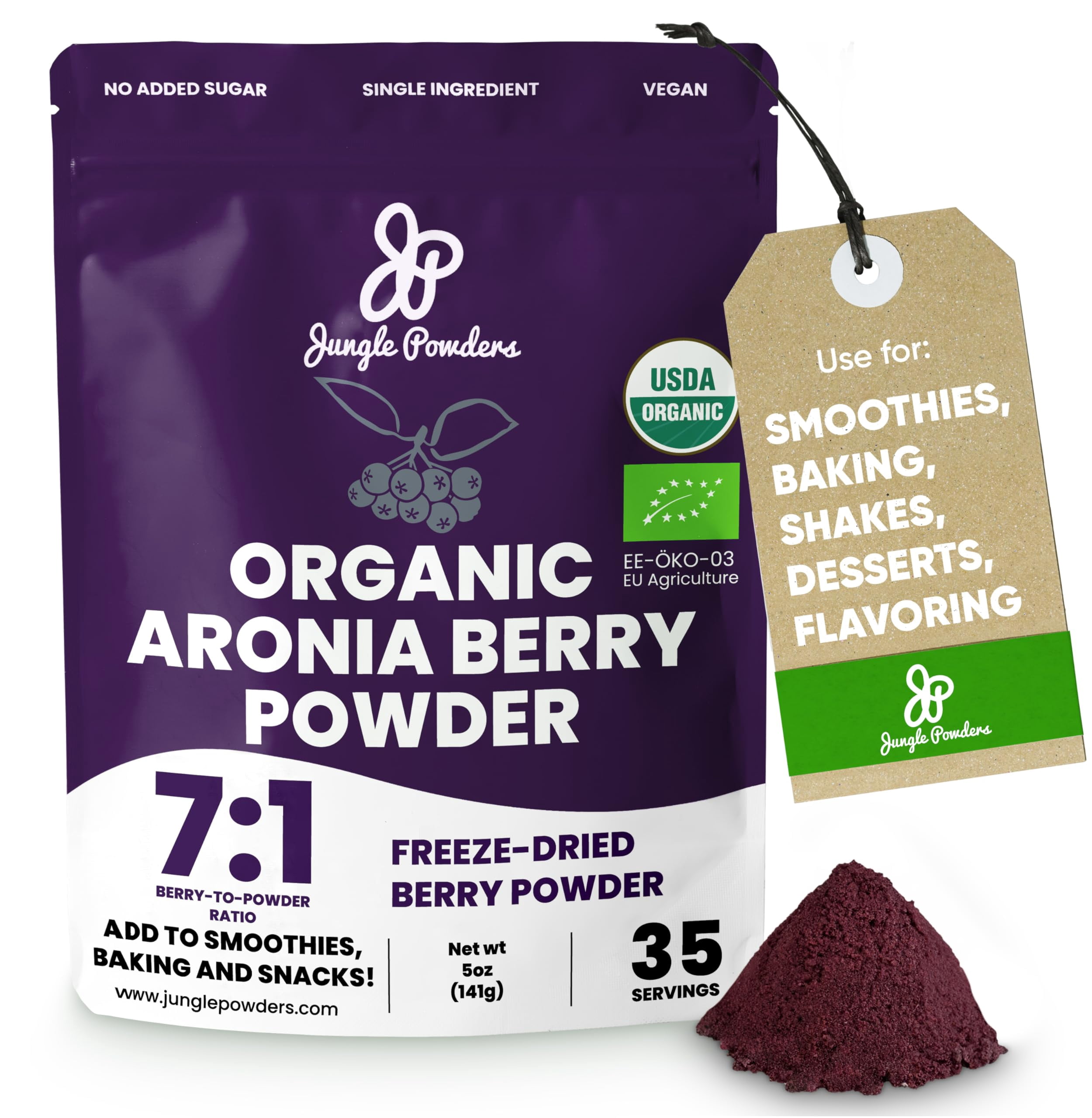 Wild Harvested Aronia Berry Freeze-Dried Powder – 2 Oz – Natural Aronia Berry Powder, No Added Sugar, No GMOs