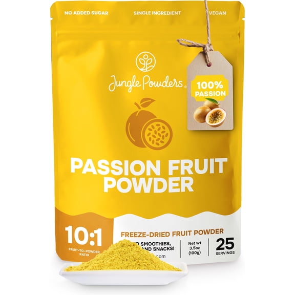 Jungle Powders Passion Fruit GGA1 Powder 3.5 Ounce, Passion Fruit Puree Powder for Baking Smoothies Lilikoi Granadilla Additive Free Passionfruit Pure Extract Passion Fruit Juice Supplement