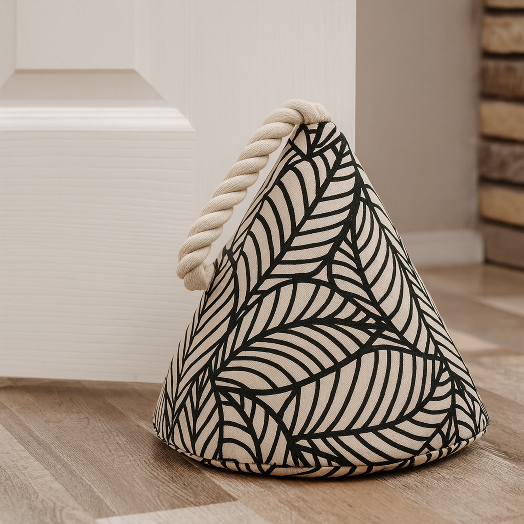 Jungle Print Cotton Weighted Bag Door Stop 2.3 lbs Black