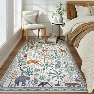 Modern Washable Rugs 8x10 Rug for Living Room Plaid Rug Farmhouse