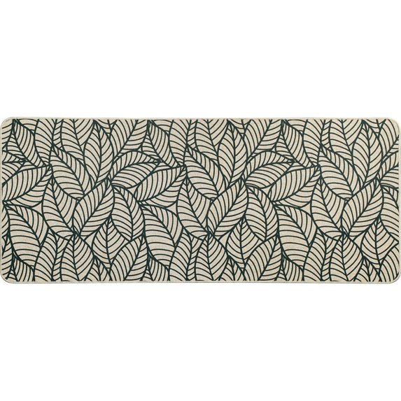 Jungle Printed Kitchen Runner Mat 47" x 20" - Beige Leaves Design - Stylish & Durable - Ideal for Homeowners & Renters - Non Slip & Comfort Floor Mat