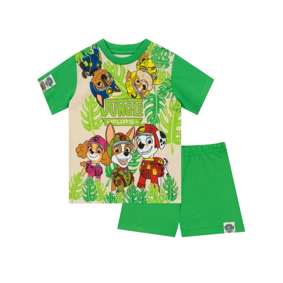 Jungle Pups Short Pajamas Green Sizes 2T-8