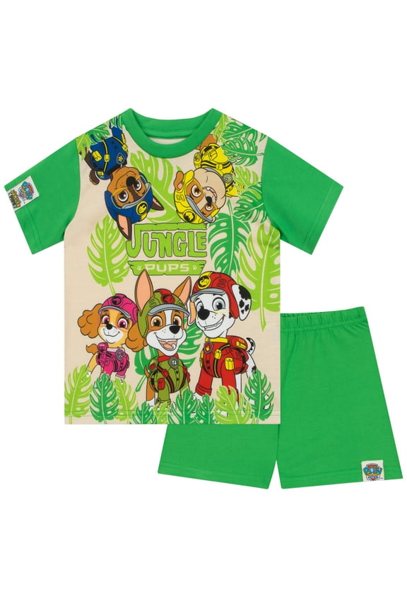Jungle Pups Short Pajamas Green Sizes 2T-8