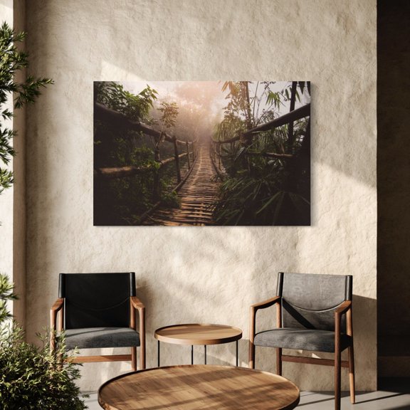 Jungle Rope Bridge Tropical Nature Home Office Accent Wall Art Unframed Paper Print