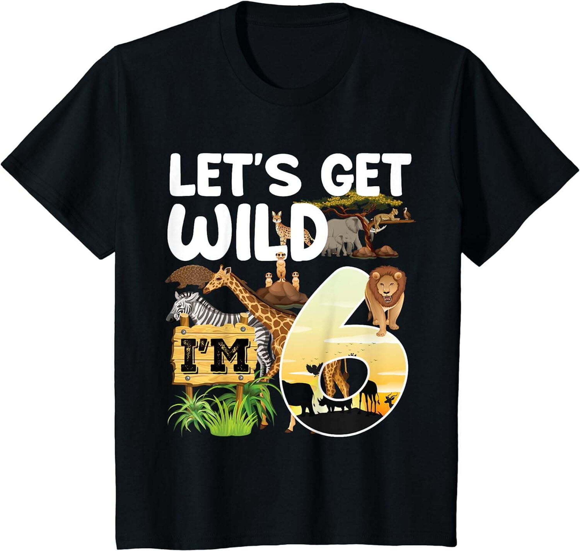 Jungle Safari 6th Birthday Tee for Kids - Animal Adventure, Zoo Theme