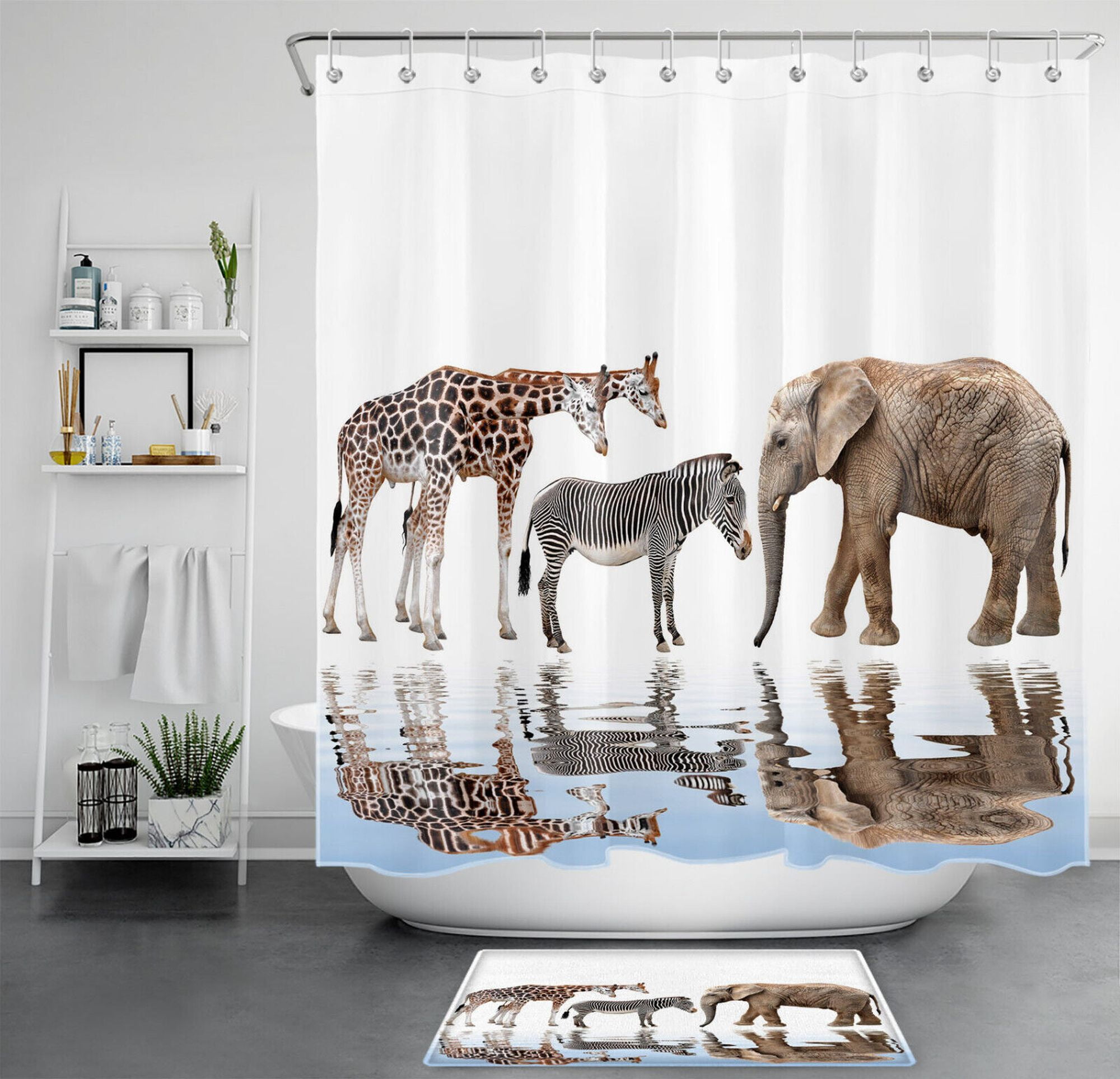 Jungle Safari Animal Print Shower Curtain for Bathroom Decor Exotic