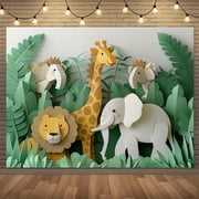 Jungle Safari Animals Backdrop Safari Animals Wild One Birthday Photography Background Cute Forest Animals Lion Elephant Giraffe Baby Shower Birthday Party Decorations Banner Photo Booth Props
