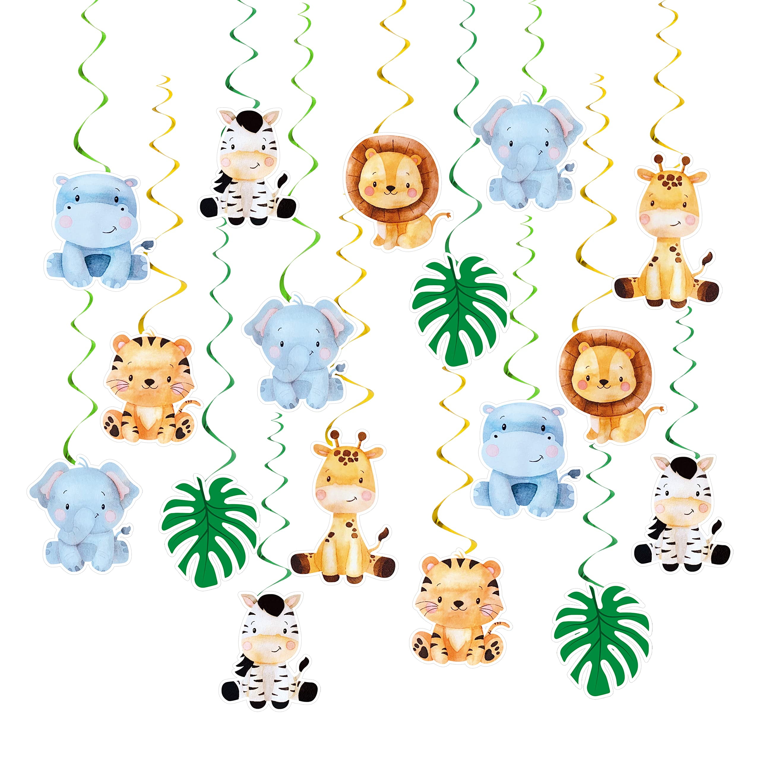 Jungle Safari Animals Hanging Swirl Ceiling Streamers Decorations for ...