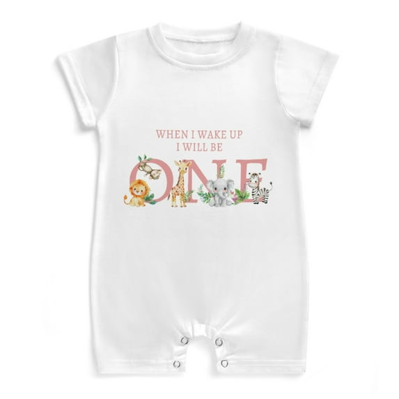 Jungle Safari Animals Pink Baby Rompers Outfits Infant Girls Lion Zebra Giraffe Elephant Monkey Tropical Leaves Baby Bodysuits Summer Jumpsuits